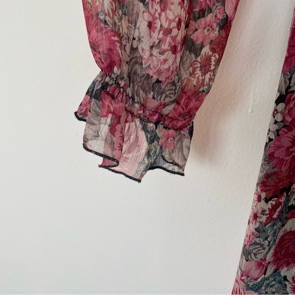 Zara Women’s Floral long sleeve Long Lined Dress Size M - Picture 9 of 16